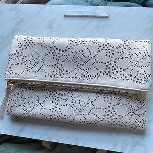 White urban expressions clutch purse